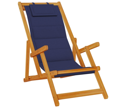 Sillas de Playa Plegables  2 pcs Azul Madera Maciza de Acacia y Textileno