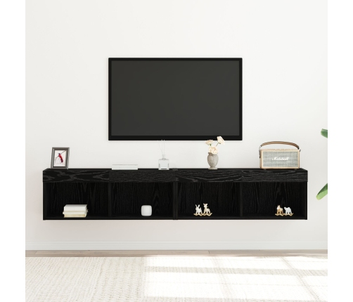 Muebles para TV  con luces LED 2 pcs Roble Negro 80x30x30 cm