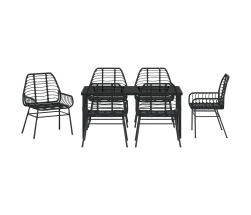Juego de Comedor de Jardín de 7 Piezas Negro Poliratán