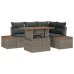 Conjunto de Comedor Jardín de 5 Piezas con Cojines Gris Ratán de Poliéster Acacia