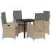 Juego de comedor de jardín de 5 piezas con cojines Beige Poliratán