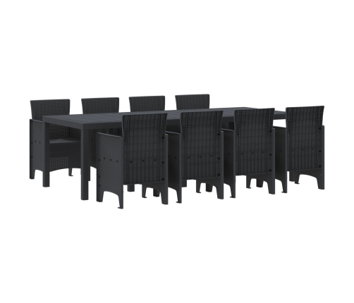 Juego de Comedor de Jardín de 9 Piezas Poliratán Gris Oscuro
