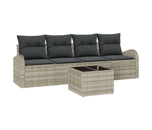 Set de Sofá de Jardín de 5 Piezas con Cojines Beige de Rattan