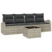Set de Sofá de Jardín de 5 Piezas con Cojines Beige de Rattan