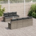 Conjunto de Sofá de Jardín de 8 Piezas con Cojines Gris Ratán Poliéster Acacia