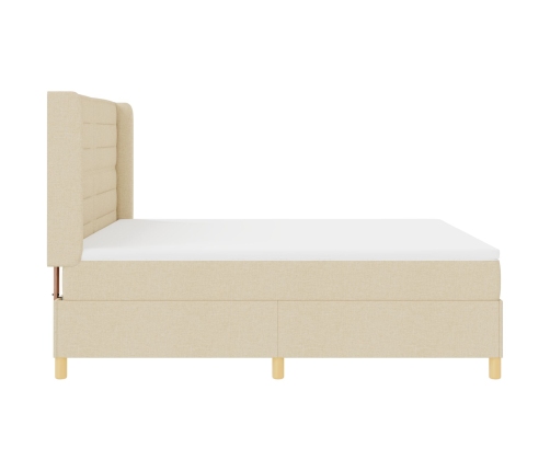 Cama Box Spring Crema con Colchón, 180x200 cm de Tela