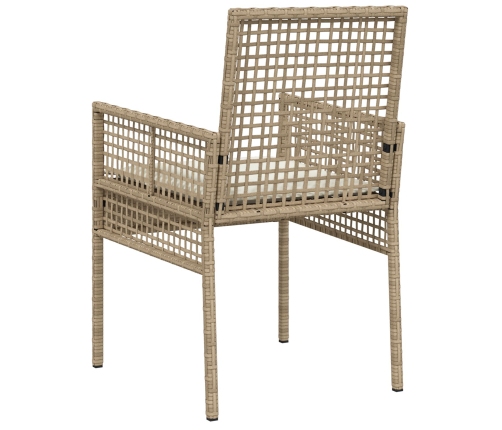 sillas de jardín  2 pcs con cojines beige de ratán