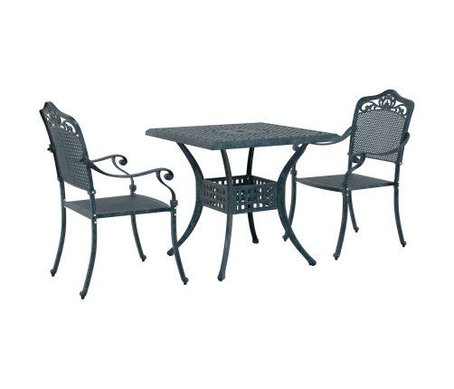 Set de Bistro de Jardín de 3 Piezas  Verde de Aluminio Fundido