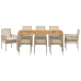 Conjunto de Comedor de Jardín  de 9 Piezas con Cojines Beige de Ratán de Polietileno
