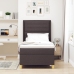 Cama Box Spring  con Colchón y LED Marrón Oscuro 90x200 cm Tela