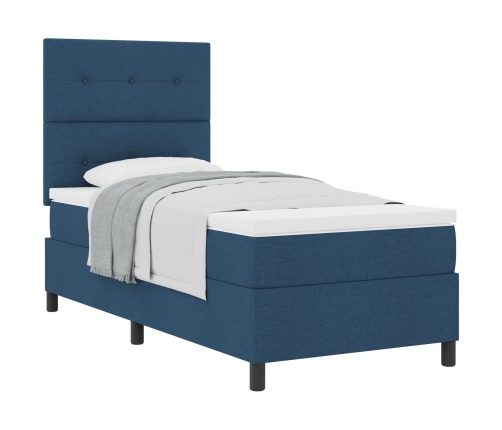 Cama con Somier con Colchón Azul 90x200 cm Tela