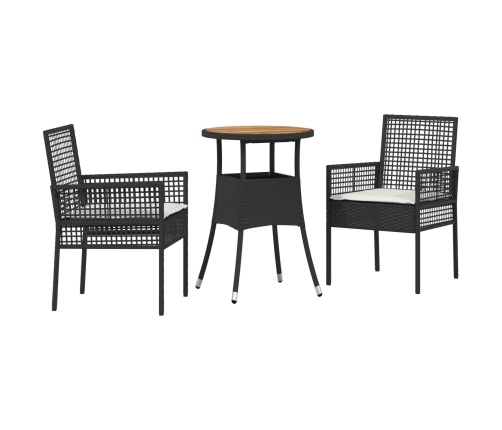 Juego de Comedor de Jardín de 3 Piezas  Negro Poliratán