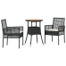 Juego de Comedor de Jardín de 3 Piezas  Negro Poliratán