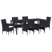 Conjunto de Comedor de Jardín  de 7 Piezas Negro de Ratán Poliéster
