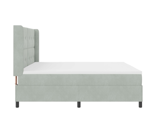 Cama con Box Spring y Colchón  Gris Claro 200x200 cm Terciopelo