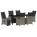 Set de Comedor de Jardín de 7 Piezas con Cojines Gris Poliratán