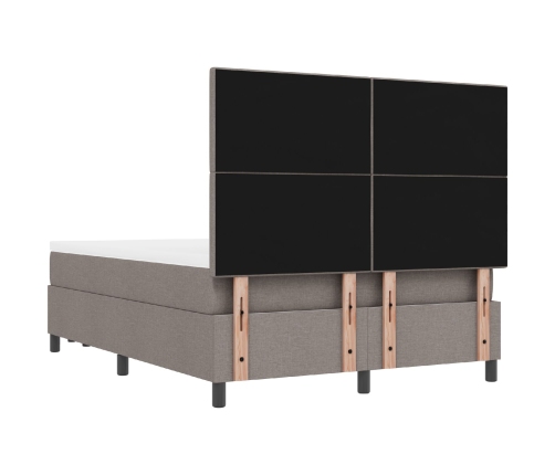 Cama con Box Spring con Colchón y Banco Taupe 140x190 cm Tela