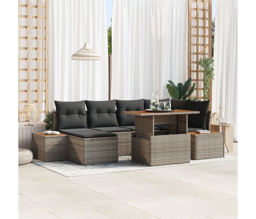 Conjunto de Sofá de Jardín  Set de 7 Gris Ratán