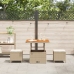 Conjunto de Comedor de Jardín de 3 Piezas con Cojines Beige de Ratán Poliéster y Acacia