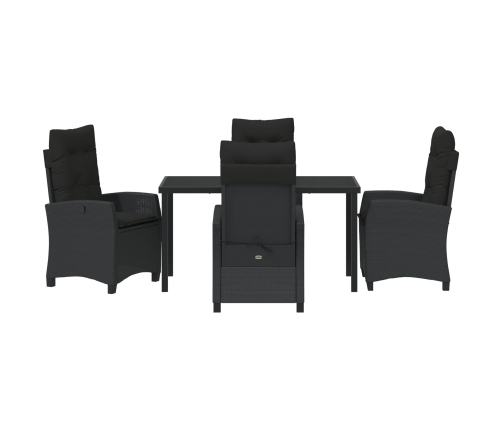 Set de Comedor Jardín de 5 Piezas con Cojines Negro Poliratán