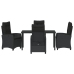 Set de Comedor Jardín de 5 Piezas con Cojines Negro Poliratán