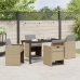 Conjunto de Comedor de Jardín  de 5 Piezas con Cojines Ratán Poli Beige