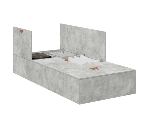 Estructura de cama  Gris concreto Concreto Individual Duradera