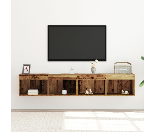 Gabinetes de pared para TV  con luces LED 2 pcs Madera vieja 80x30x30 cm