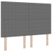 Cama con somier y colchón con luz LED gris 160x200 cm en tela de terciopelo