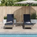 Tumbona Set de 3 Gris y azul marino Ratán PE, metal Plegable