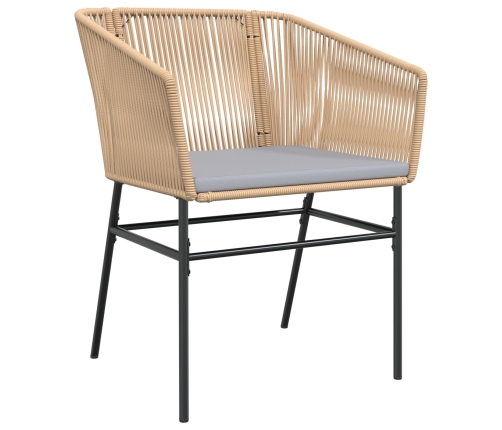 Set de 3 Marrón PE Rattan Mediano Silla de Jardín Cuadrada