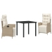 Juego de Comedor de Jardín de 3 Piezas Poliratán Beige