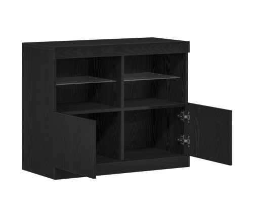 Aparador  con Luces LED Roble Negro 81x37x67 cm