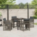 Conjunto de Comedor de Jardín de 5 Piezas con Cojines Ratán Poliéster Gris
