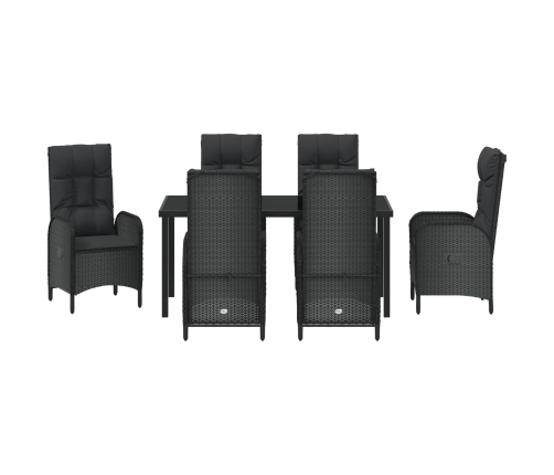 Set de Comedor de Jardín de 7 Piezas  Negro Rattan Versátil