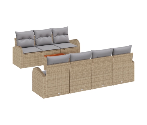 Set de Sofá de Jardín de 8 Piezas con Cojines Beige Poliratán Acacia
