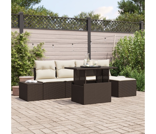 Conjunto de Sofá de Jardín  Set de 6 Marrón Ratán