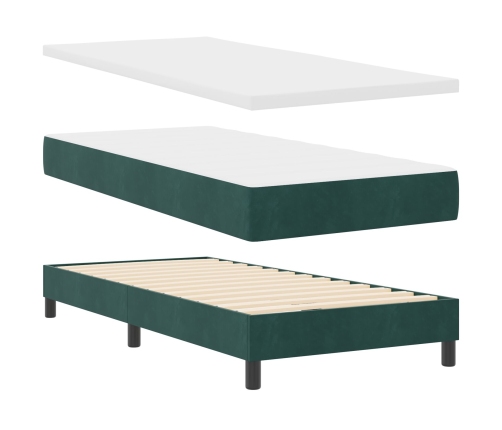 Cama Box Spring con Colchón  Verde Oscuro 90x200 cm Terciopelo