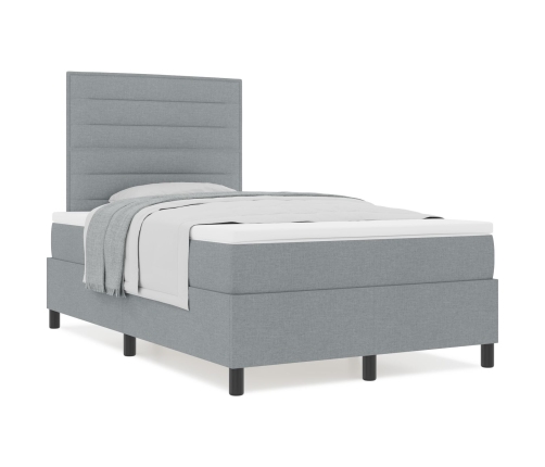 Cama con Base de Resorte con Colchón Gris Claro 120x200 cm Tela