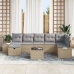 Conjunto de sofá de jardín de 8 piezas con cojines Beige Ratán Poli