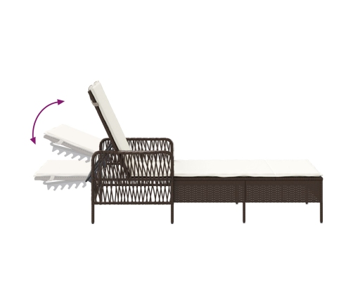 Conjunto de Tumbonas Set de 3 Marrón y crema Ratán sintético, metal