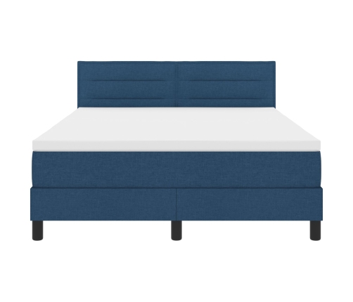 Estructura de Cama con Colchón Azul Marino Tejido 160 x 200 cm
