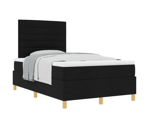 Cama con Base de Resortes Negra 120x200 cm Tela
