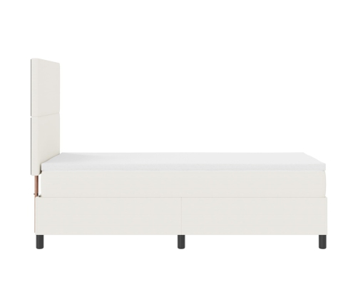 Cama con somier y colchón LED crema 90x200 cm tela de corduroy