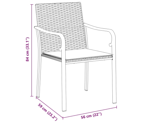 Juego de Comedor de Jardín de 5 Piezas con Cojines de Rattan Negro