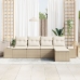 Juego de Sofá de Jardín de 5 Piezas con Cojines Beige Poliratán
