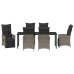 Set de Comedor de Jardín de 7 Piezas con Cojines Gris Poliratán