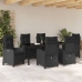 Set de Comedor de Jardín  de 7 Piezas con Cojines Poliratán Negro