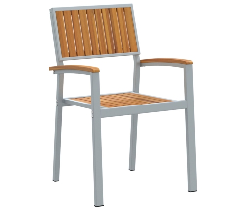 Juego de Comedor de Jardín de 5 Piezas en Gris Acero y Madera Sólida de Acacia