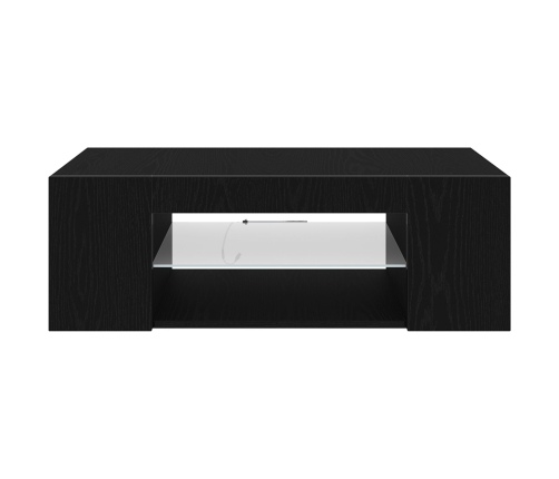 Mueble de TV  con luces LED en roble negro, 90x39x30 cm, de madera elaborada
